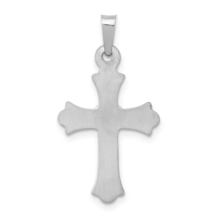 Necklaces Goldiacom 14K White Gold Diamond Textured and Polished Fleur de lis Cross Pendant
