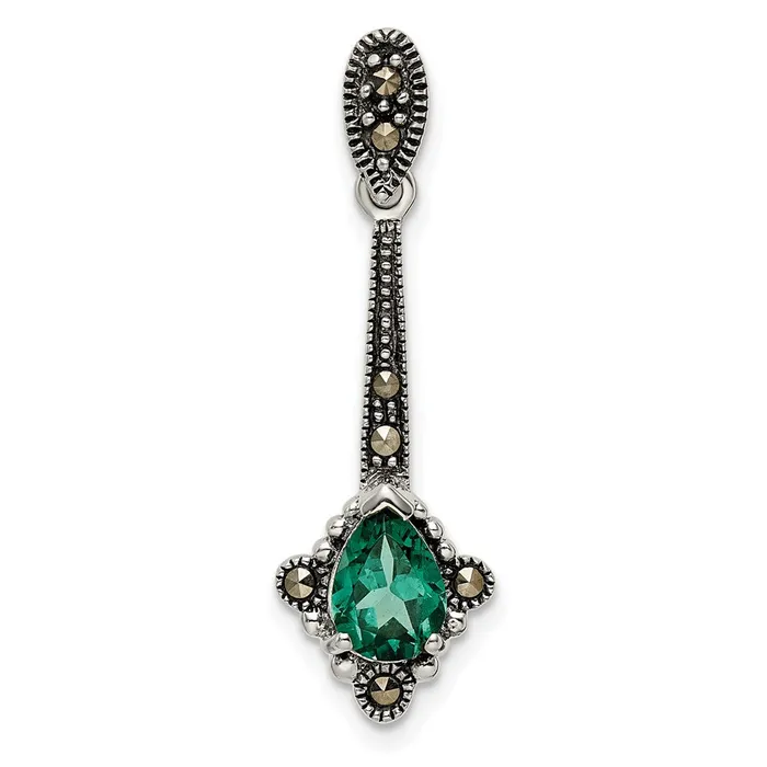 Necklaces Goldia Sterling Silver Antiqued Marcasite u0026 Lab Created Green Quartz Pendant Necklaces Goldia Sterling Silver Antiqued Marcasite u0026 Lab Created Green Quartz Pendant