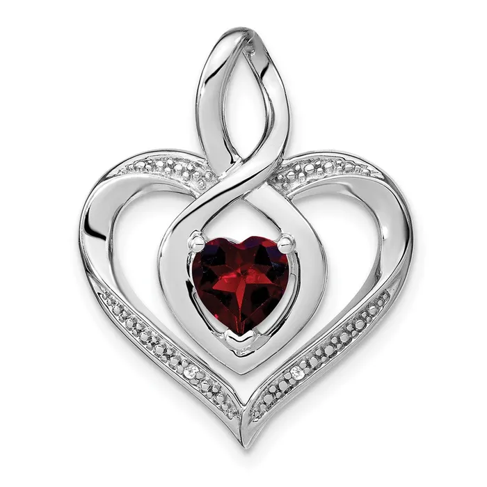Necklaces Goldia Sterling Silver Garnet and Real Diamond Pendant