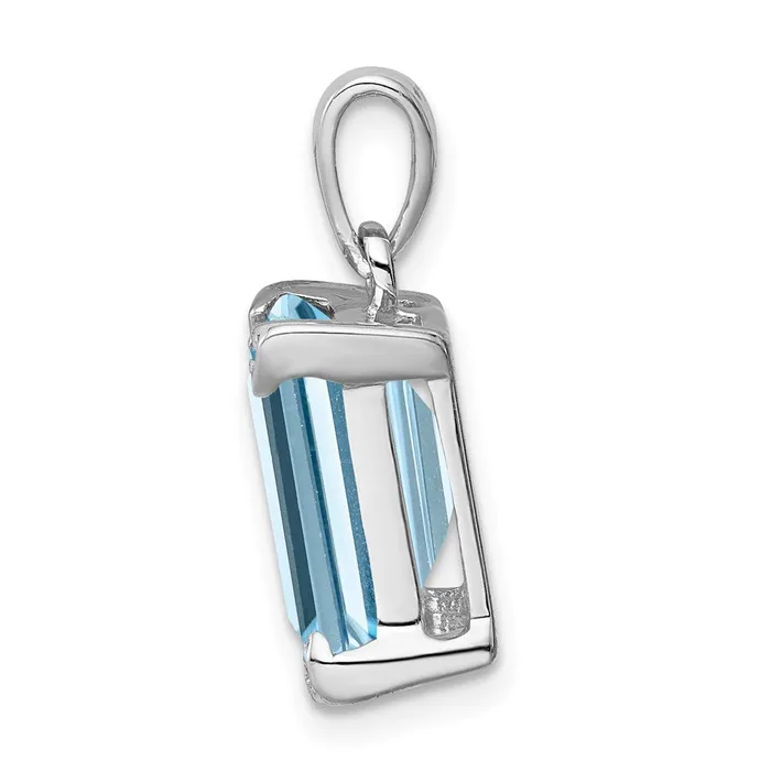 Necklaces Goldia Sterling Silver Rhodium Light Swiss Blue Topaz Diamond Pendant