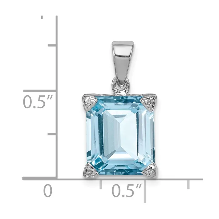 Necklaces Goldia Sterling Silver Rhodium Light Swiss Blue Topaz Diamond Pendant