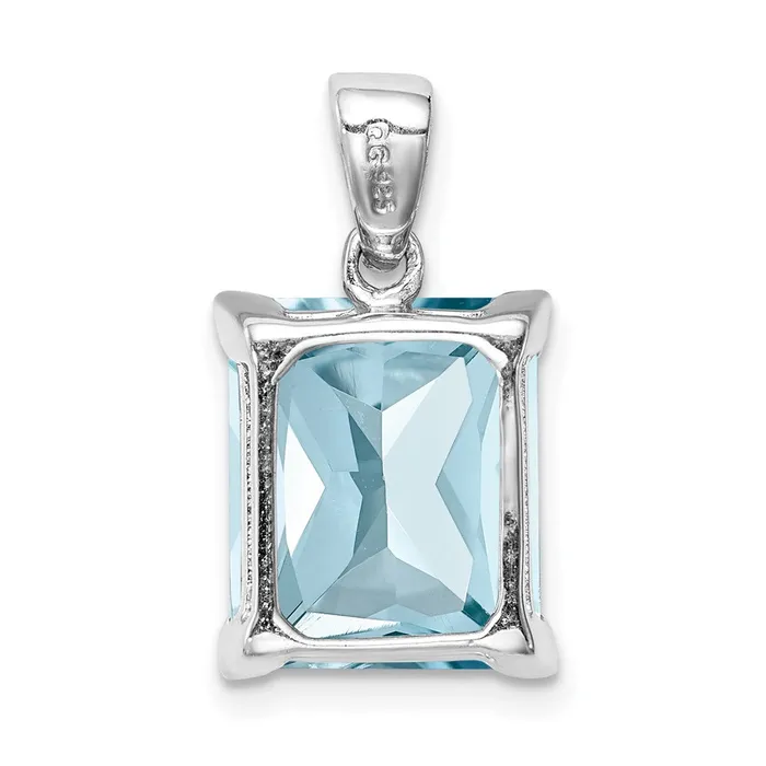 Necklaces Goldia Sterling Silver Rhodium Light Swiss Blue Topaz Diamond Pendant