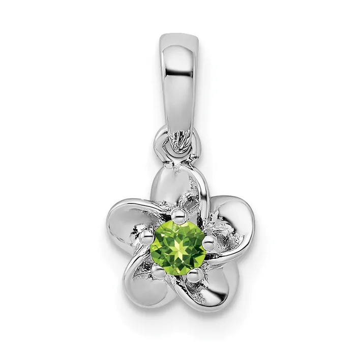Necklaces Goldia Sterling Silver Rhodiumplated Floral Peridot Pendant