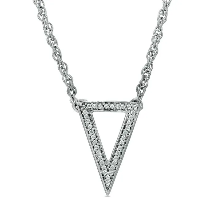 Necklaces Natural Diamond Accent Triangle Necklace in Sterling Silver 17 Goldia Necklaces Natural Diamond Accent Triangle Necklace in Sterling Silver 17 Goldia