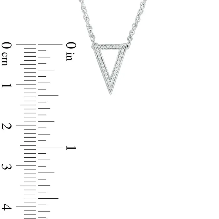 Necklaces Natural Diamond Accent Triangle Necklace in Sterling Silver 17 Goldia Necklaces Natural Diamond Accent Triangle Necklace in Sterling Silver 17 Goldia