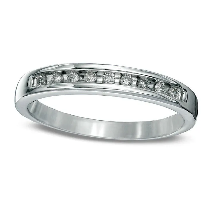 Rings Goldia 010 CT TW Natural Diamond Band in Sterling Silver