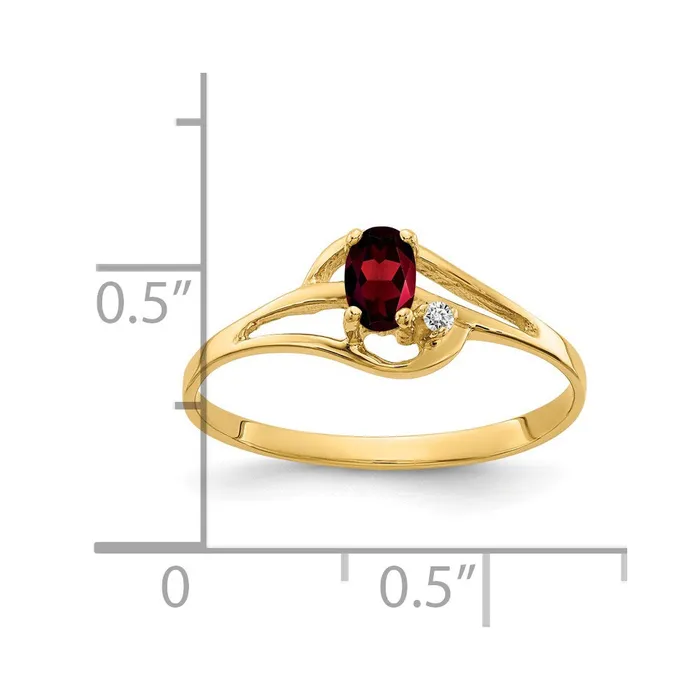 Rings Goldiacom 14K Yellow Gold 5x3mm Oval Garnet AA Real Diamond ring