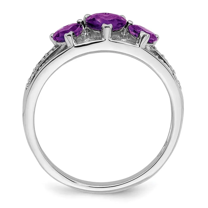Rings Goldia Solid 14k White Gold Simulated Amethyst and CZ Heart Ring