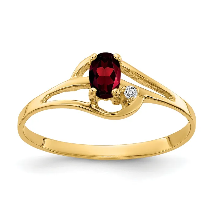 Rings Goldia Solid 14k Yellow Gold 5x3mm Oval Simulated Garnet A CZ Ring