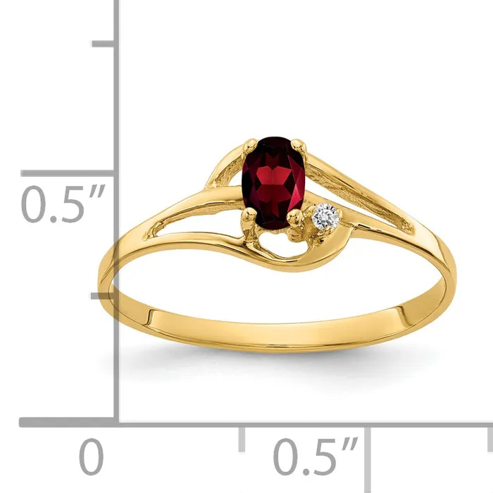 Rings Goldia Solid 14k Yellow Gold 5x3mm Oval Simulated Garnet A CZ Ring