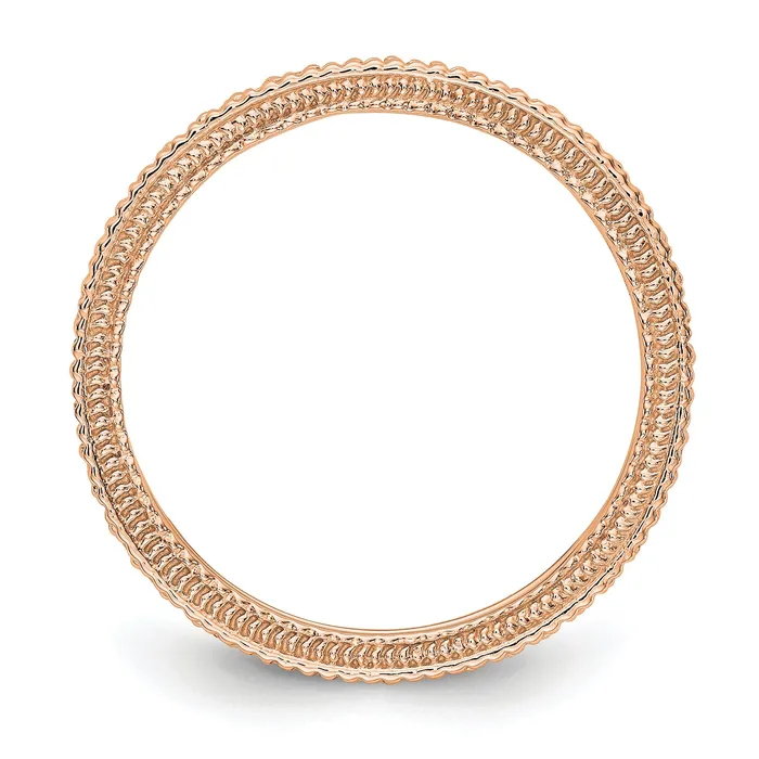 Rings Goldia Solid Real 14k Rose Gold Polished 13CT Milgrain Edge CZ Eternity Wedding Band Ring