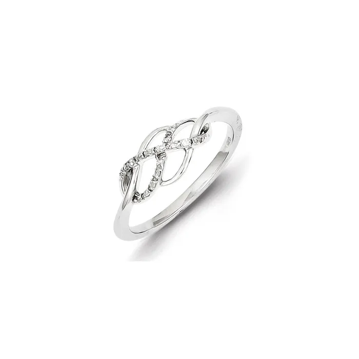 Rings Goldia Sterling Silver Diamond w Simple Twist Design Ring