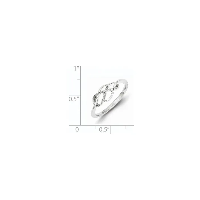 Rings Goldia Sterling Silver Diamond w Simple Twist Design Ring