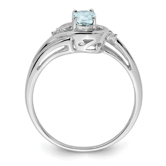 Rings Goldia Sterling Silver Rhodiumplated Diamond u0026 Aquamarine Ring
