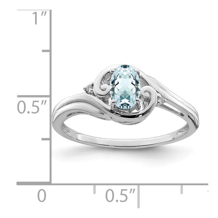 Rings Goldia Sterling Silver Rhodiumplated Diamond u0026 Aquamarine Ring