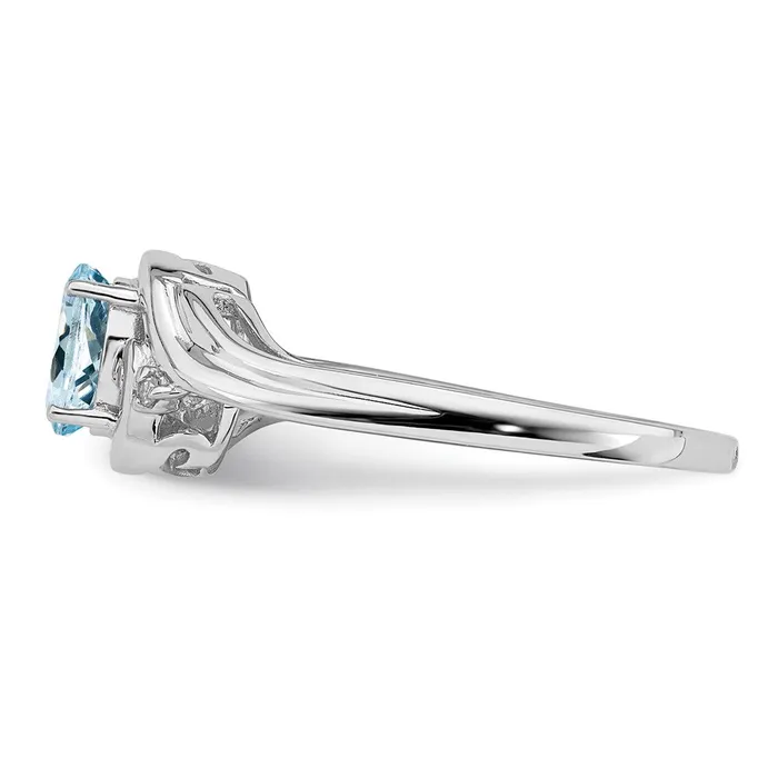Rings Goldia Sterling Silver Rhodiumplated Diamond u0026 Aquamarine Ring