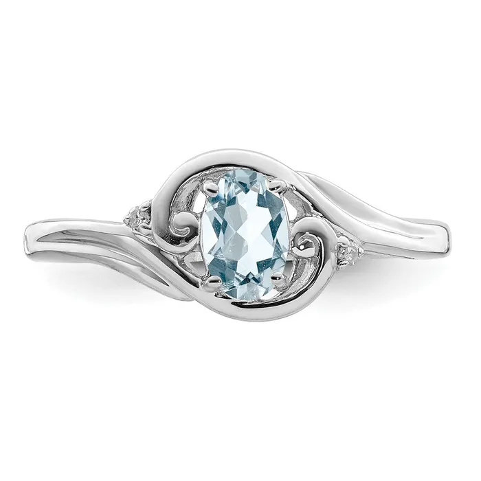 Rings Goldia Sterling Silver Rhodiumplated Diamond u0026 Aquamarine Ring