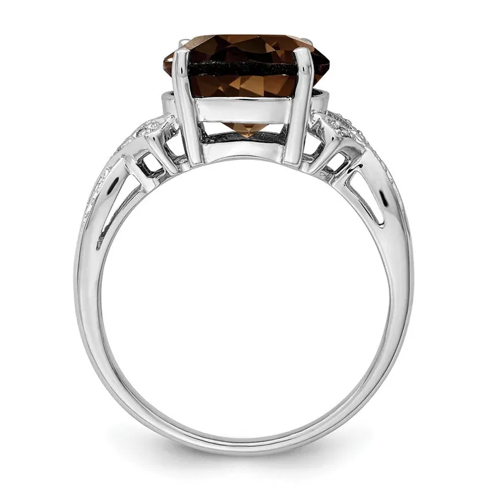 Rings Goldia Sterling Silver Rhodium Smoky Quartz Diamond Ring