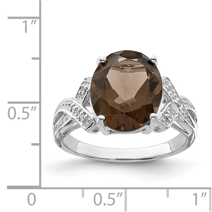 Rings Goldia Sterling Silver Rhodium Smoky Quartz Diamond Ring