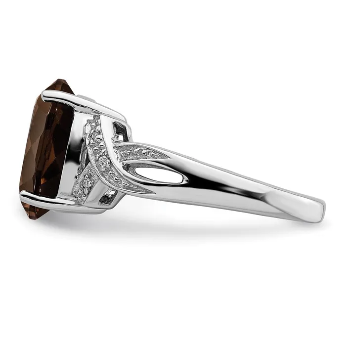 Rings Goldia Sterling Silver Rhodium Smoky Quartz Diamond Ring