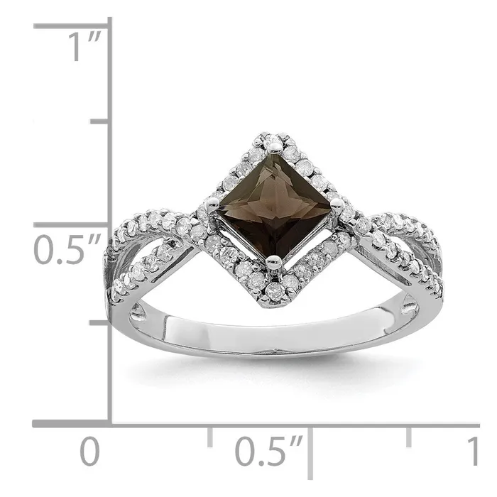 Rings Goldia Sterling Silver Rhodium Smoky Quartz u0026 Diamond Ring