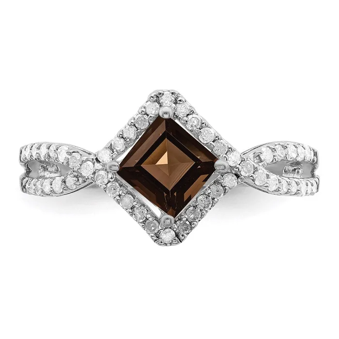 Rings Goldia Sterling Silver Rhodium Smoky Quartz u0026 Diamond Ring