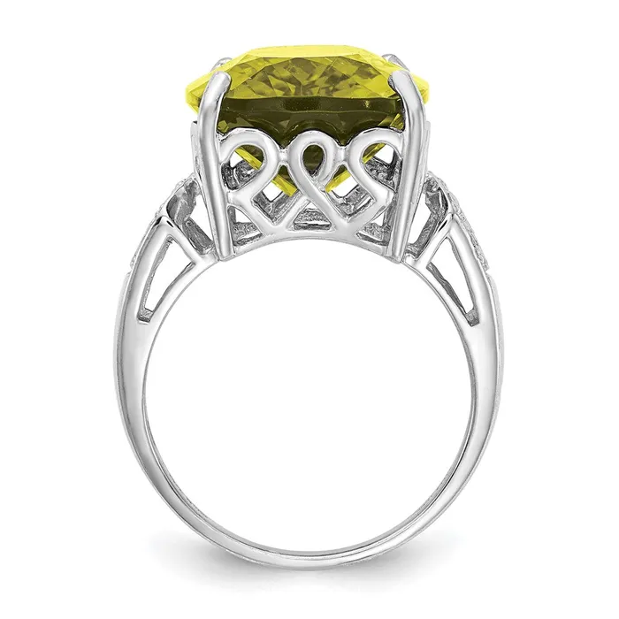 Rings Sterling Silver Rhodium Lemon Quartz u0026 Diamond Ring Goldia