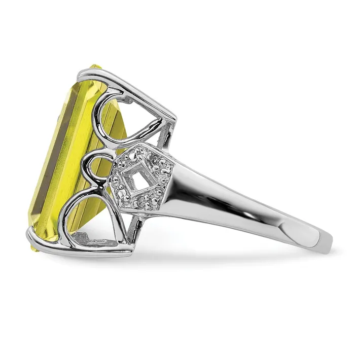 Rings Sterling Silver Rhodium Lemon Quartz u0026 Diamond Ring Goldia