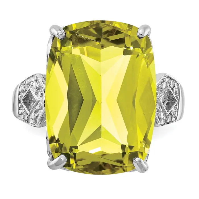 Rings Sterling Silver Rhodium Lemon Quartz u0026 Diamond Ring Goldia
