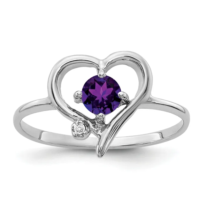 Solid 14k White Gold 4mm Simulated Amethyst AAA CZ Ring Goldia Rings