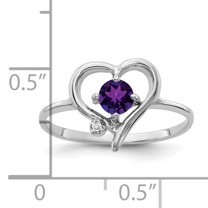 Solid 14k White Gold 4mm Simulated Amethyst AAA CZ Ring Goldia Rings