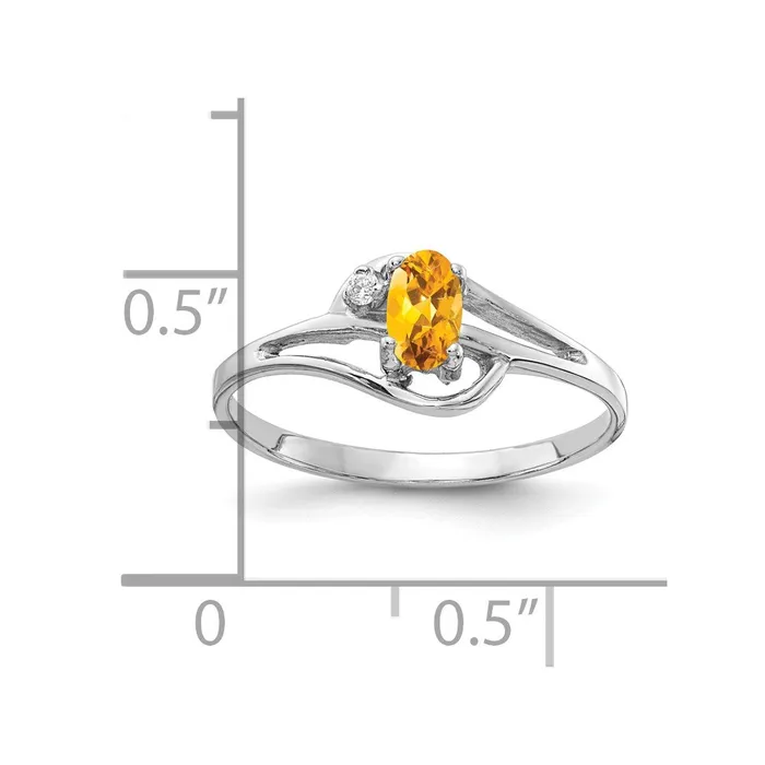 Solid 14k White Gold 5x3mm Oval Simulated Citrine A CZ Ring Goldia Rings