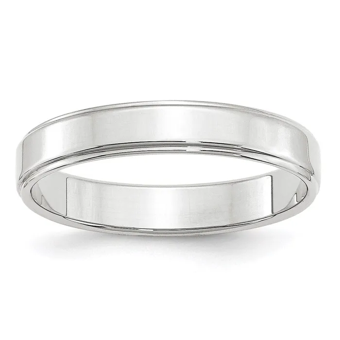 Solid 18K White Gold 4mm Flat with Step Edge MensWomens Wedding Band Ring Size 95 Goldia Rings Solid 18K White Gold 4mm Flat with Step Edge MensWomens Wedding Band Ring Size 95 Goldia Rings