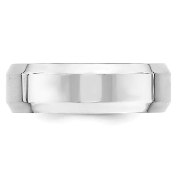 Solid 18K White Gold 7mm Bevel Edge Comfort Fit MensWomens Wedding Band Ring Size 5 Goldia Rings Solid 18K White Gold 7mm Bevel Edge Comfort Fit MensWomens Wedding Band Ring Size 5 Goldia Rings