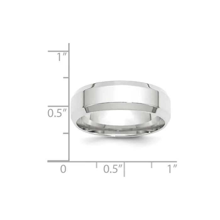 Solid 18K White Gold 7mm Bevel Edge Comfort Fit MensWomens Wedding Band Ring Size 5 Goldia Rings Solid 18K White Gold 7mm Bevel Edge Comfort Fit MensWomens Wedding Band Ring Size 5 Goldia Rings