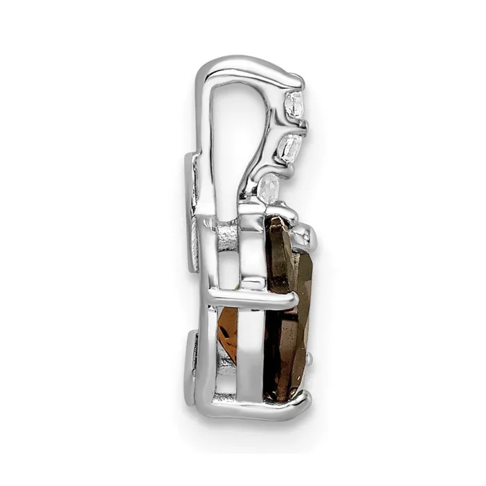 Sterling Silver RHplated 69tw Smoky QuartzWhite Topaz Pendant Goldia Necklaces