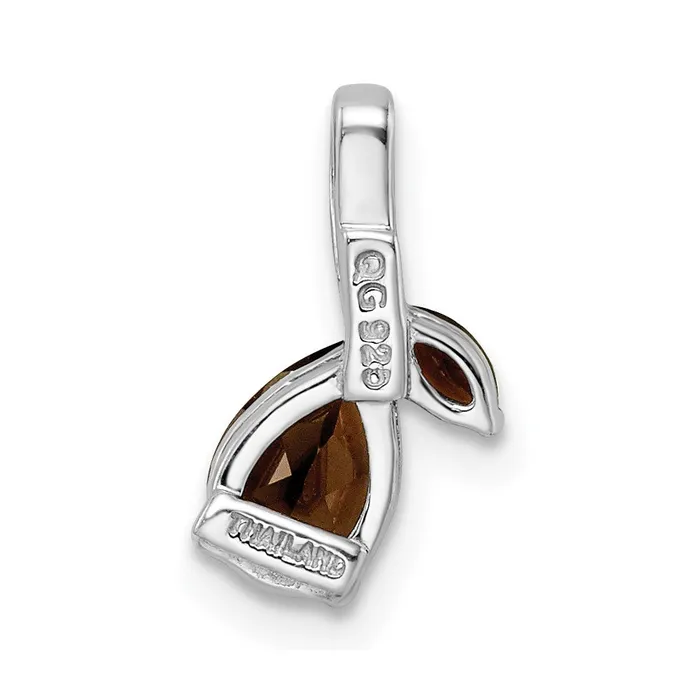 Sterling Silver RHplated 69tw Smoky QuartzWhite Topaz Pendant Goldia Necklaces