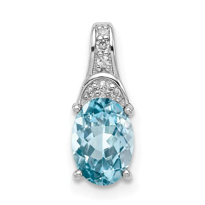 Sterling Silver Rhodium Diamond u0026 Light Swiss Blue Topaz Oval Pendant Goldia Necklaces Sterling Silver Rhodium Diamond u0026 Light Swiss Blue Topaz Oval Pendant Goldia Necklaces