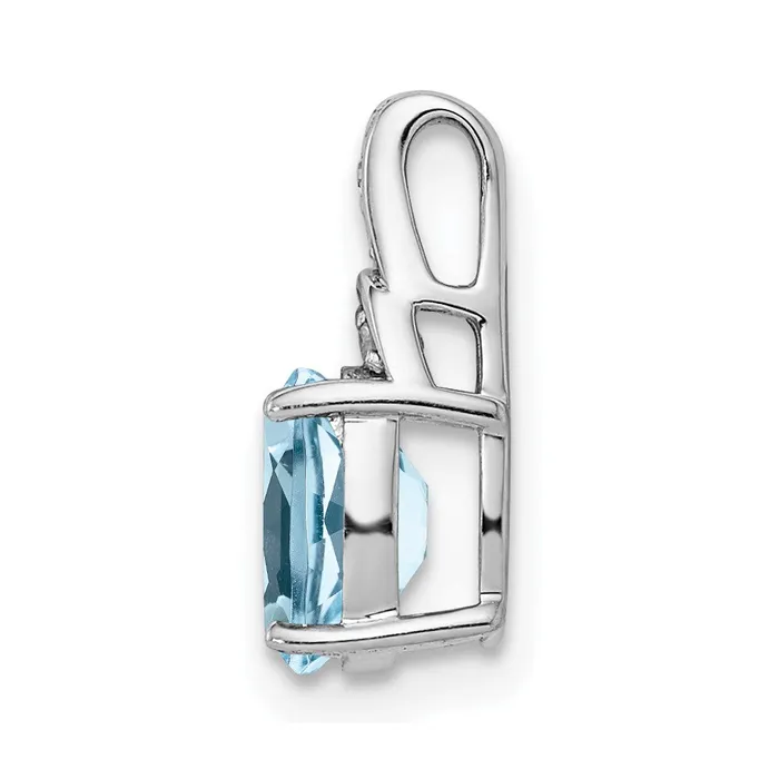 Sterling Silver Rhodium Diamond u0026 Light Swiss Blue Topaz Oval Pendant Goldia Necklaces