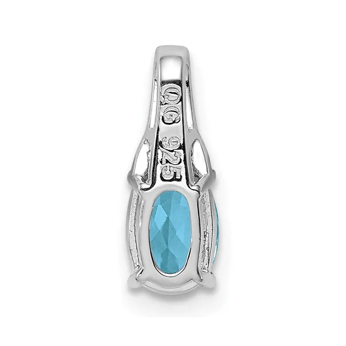 Sterling Silver Rhodium Diamond u0026 Light Swiss Blue Topaz Oval Pendant Goldia Necklaces