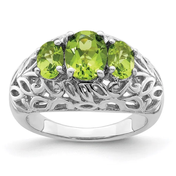 Sterling Silver Rhodium Peridot Ring Goldia Rings