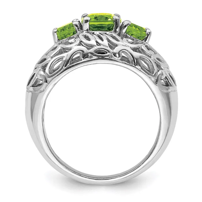 Sterling Silver Rhodium Peridot Ring Goldia Rings