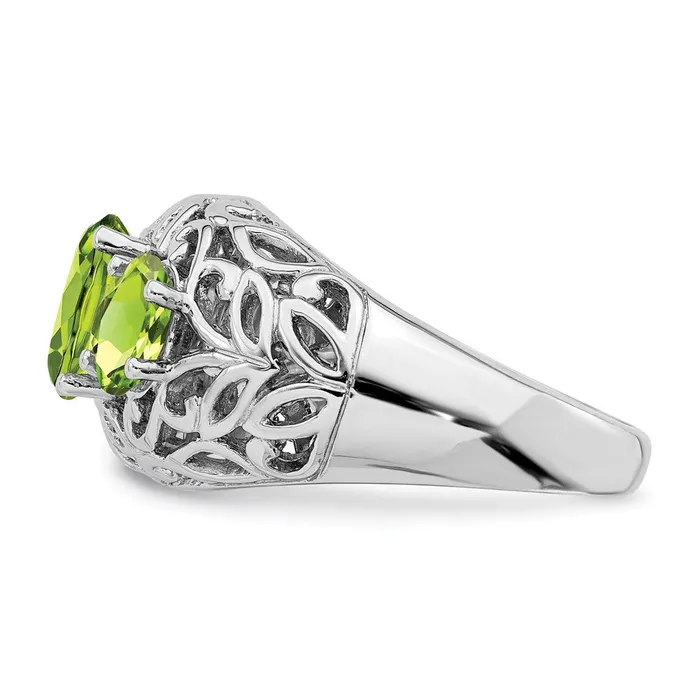 Sterling Silver Rhodium Peridot Ring Goldia Rings