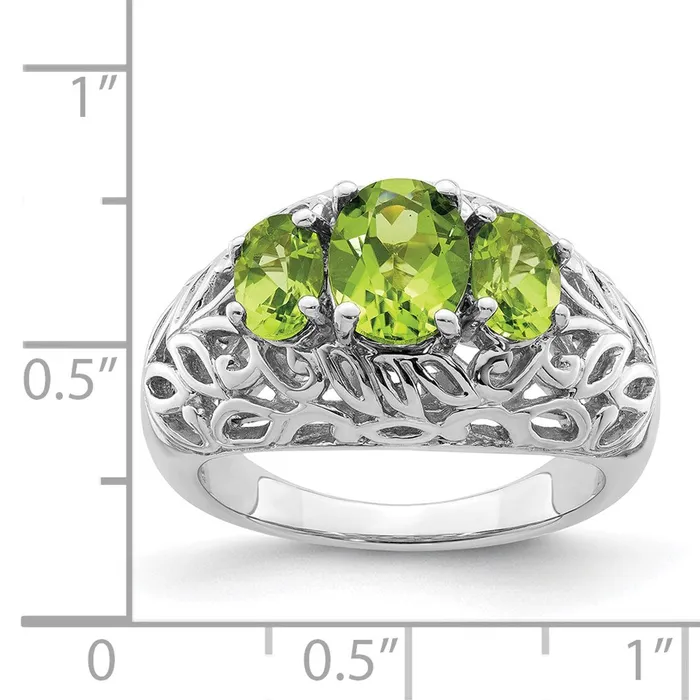 Sterling Silver Rhodium Peridot Ring Goldia Rings