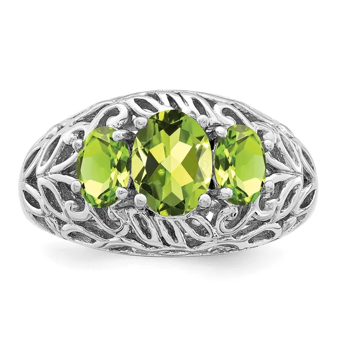 Sterling Silver Rhodium Peridot Ring Goldia Rings