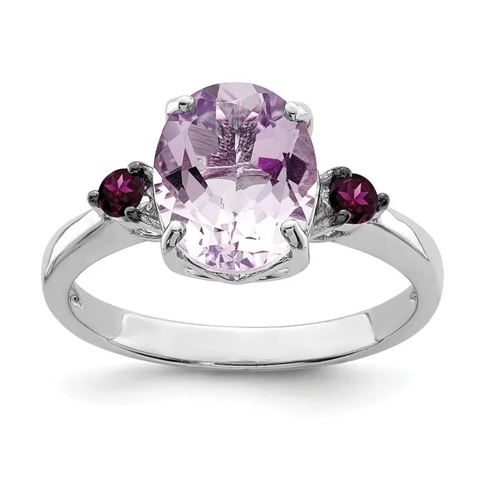 Sterling Silver Rhodium Pink Quartz u0026 Rhodolite Garnet Ring Goldia Rings Sterling Silver Rhodium Pink Quartz u0026 Rhodolite Garnet Ring Goldia Rings