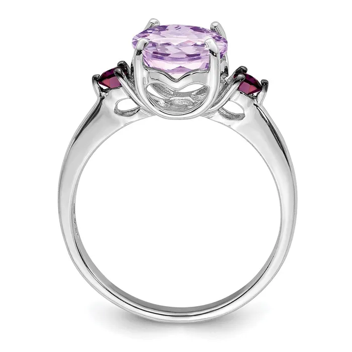 Sterling Silver Rhodium Pink Quartz u0026 Rhodolite Garnet Ring Goldia Rings