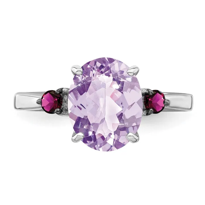 Sterling Silver Rhodium Pink Quartz u0026 Rhodolite Garnet Ring Goldia Rings