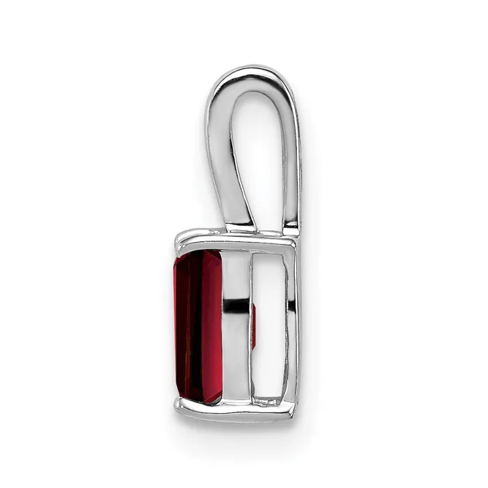 Sterling Silver Rhodium Plated Garnet Rectangle Pendant Goldia Necklaces