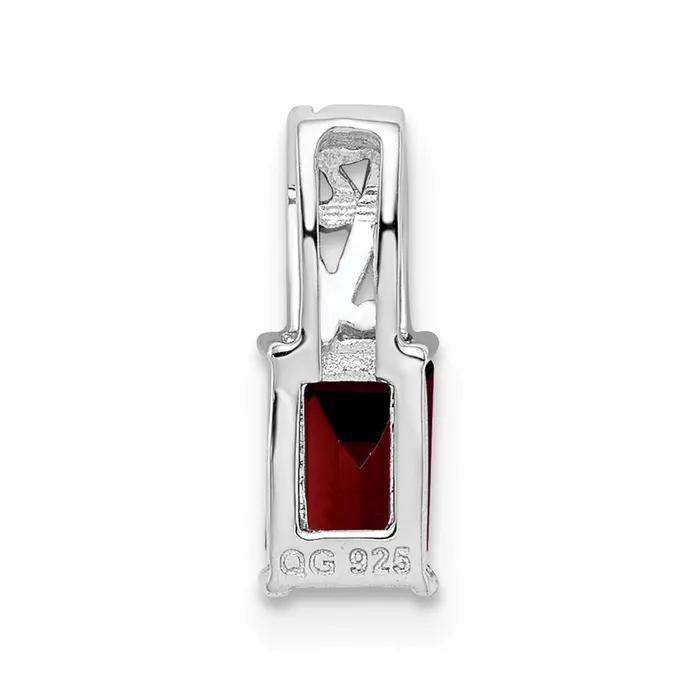 Sterling Silver Rhodium Plated Garnet Rectangle Pendant Goldia Necklaces